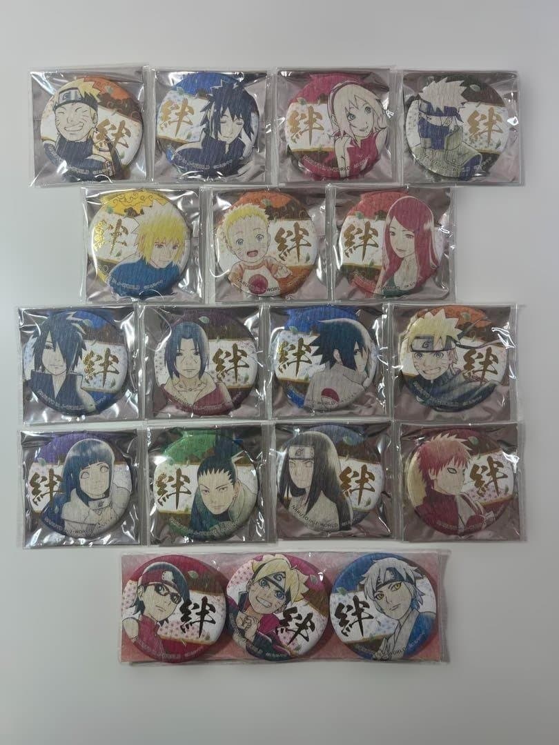 NARUTO J-WORLD 絆シリーズ 和紙 缶バッジ フルコンプ