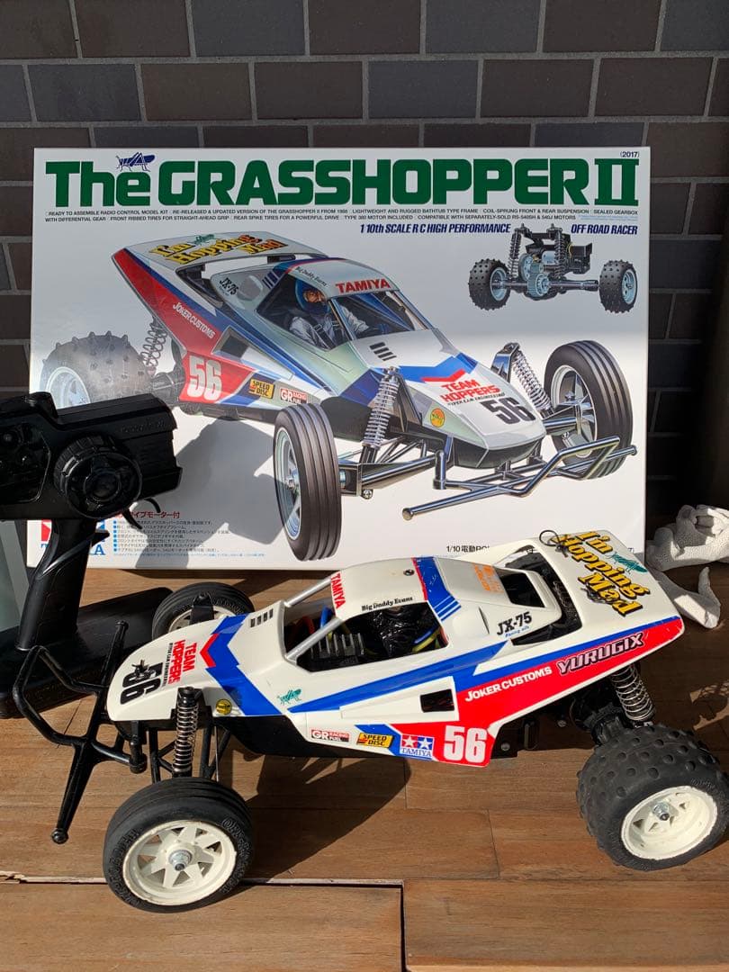 最安、動作問題なし、メカ付、プロポ付、タミヤの名作復刻ラジコン、グラスホッパー2