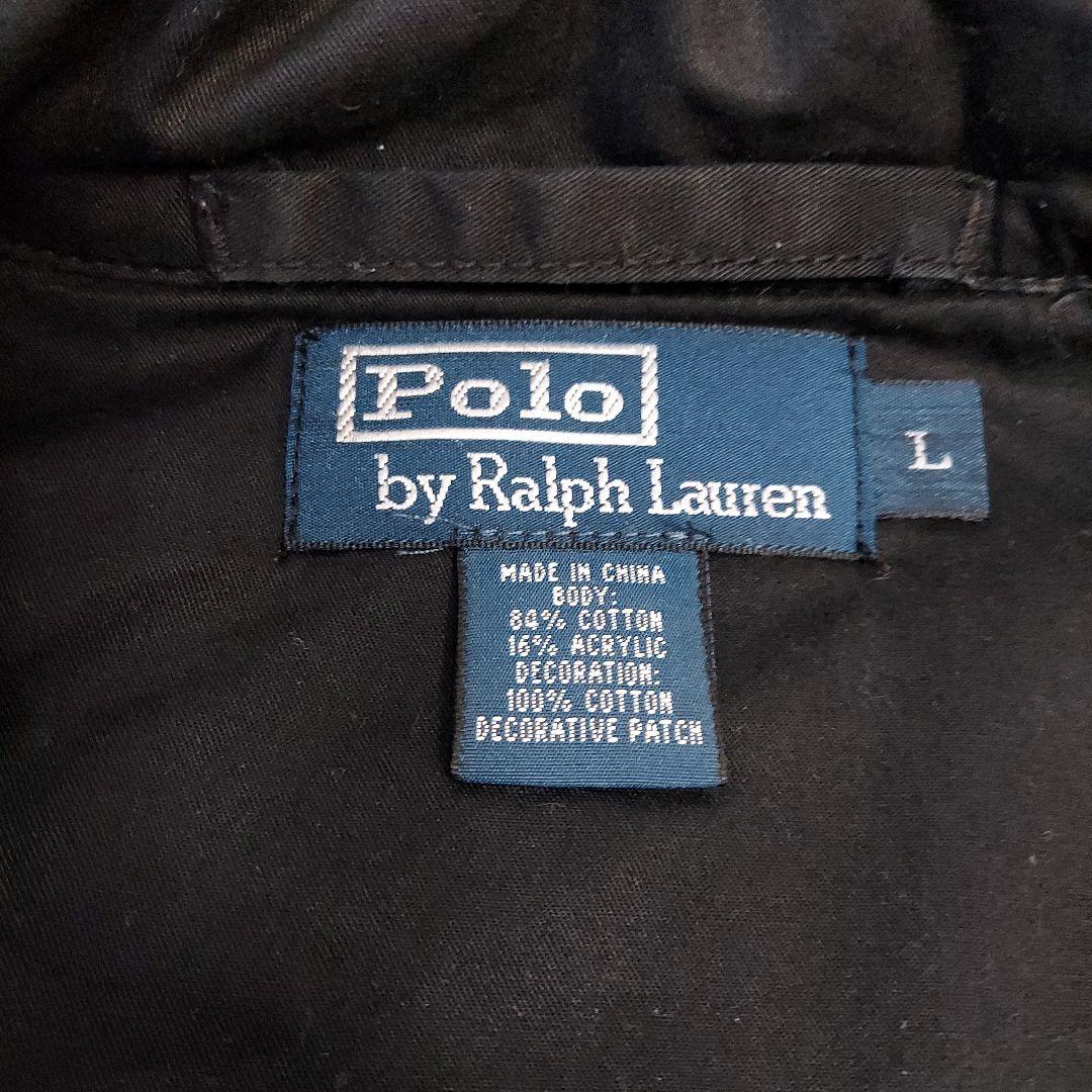 90s ポロバイラルフローレン 異素材レイヤード 裏起毛 ブルゾン L 黒