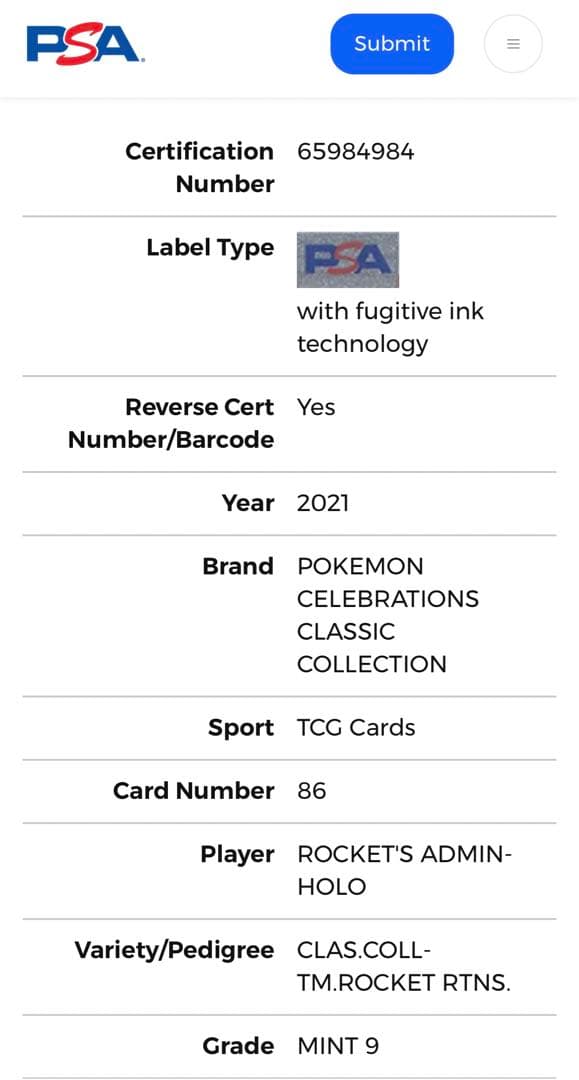 25周年 PSA 9 ロケット団の幹部 珍ポケモンカード ポケカ トレカ 英語