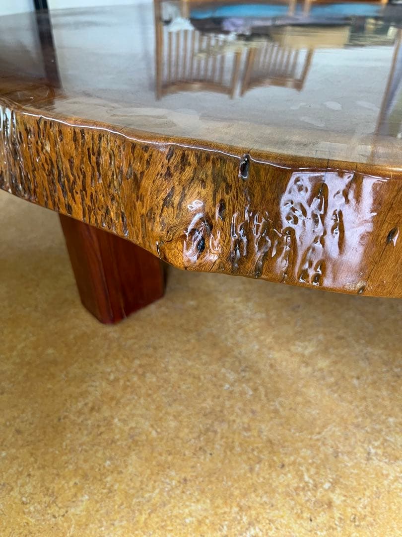 【希少】天然木 一枚板 大型座卓 円卓 センターテーブル 輪切り 昭和レトロ