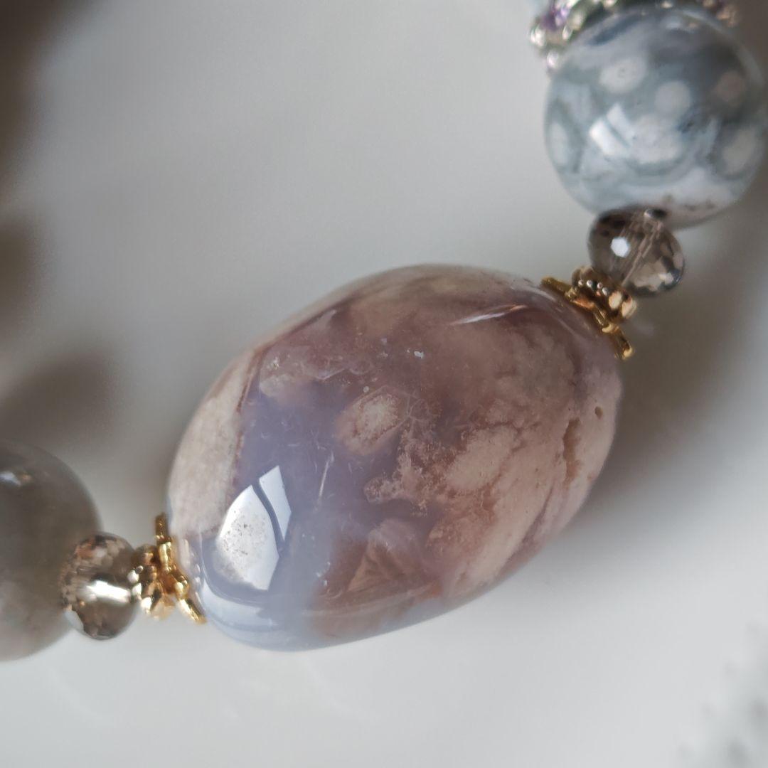 吉です♡新作♡ジオード有りのグレー桜瑪瑙特大タンブル、アラシャン、ジャスパ