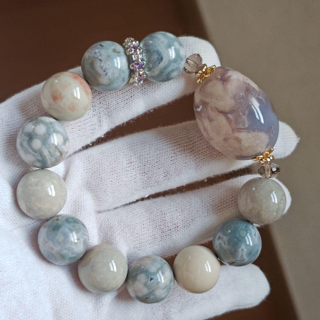 吉です♡新作♡ジオード有りのグレー桜瑪瑙特大タンブル、アラシャン、ジャスパ