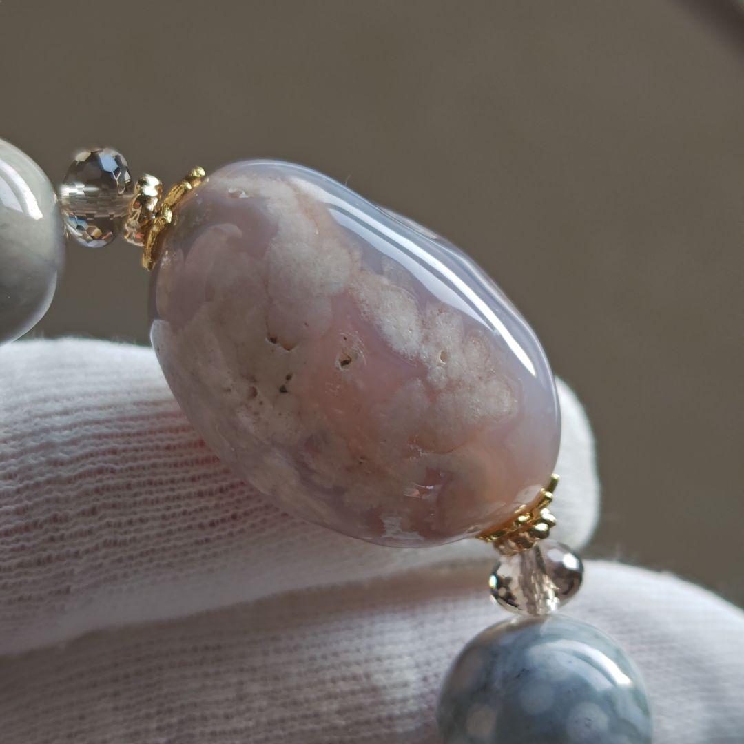 吉です♡新作♡ジオード有りのグレー桜瑪瑙特大タンブル、アラシャン、ジャスパ