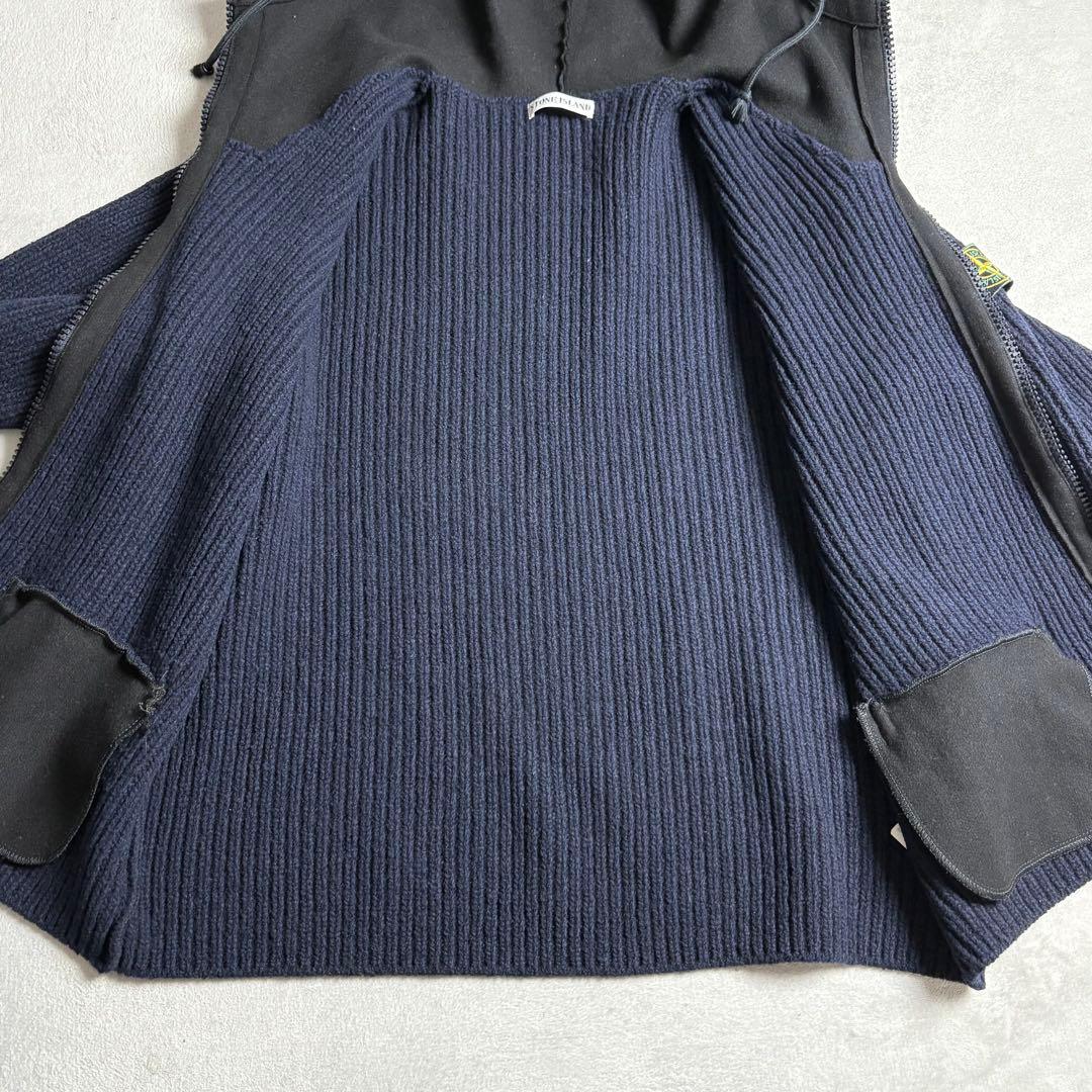 ストーンアイランド　リブニット　フード切り替え　ジップアップパーカー