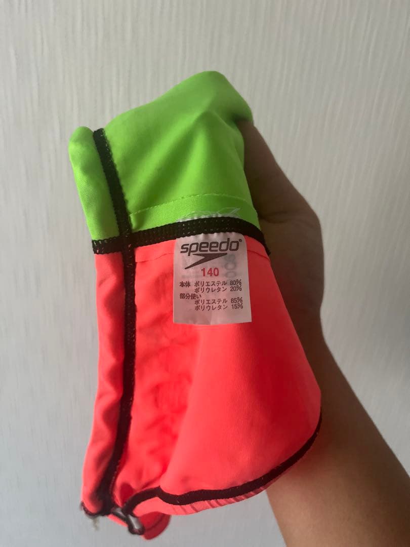speed 競パン 競泳水着 ピンクとグリーン バイカラー 140
