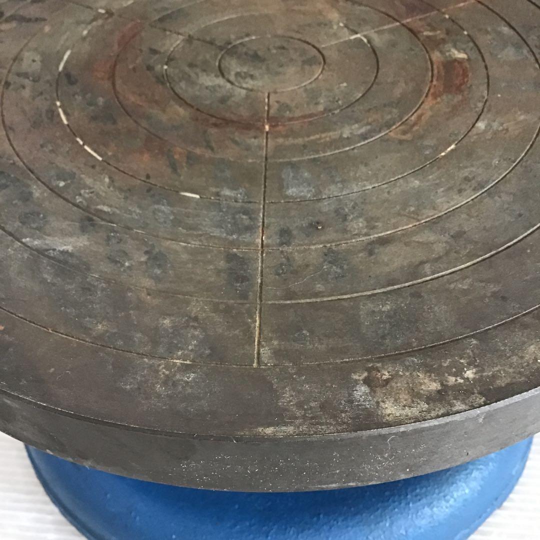 茶道具　鉄製　廻転台　炉の灰用摺鉢回転台　サビ有り　配送用箱　S1045KD