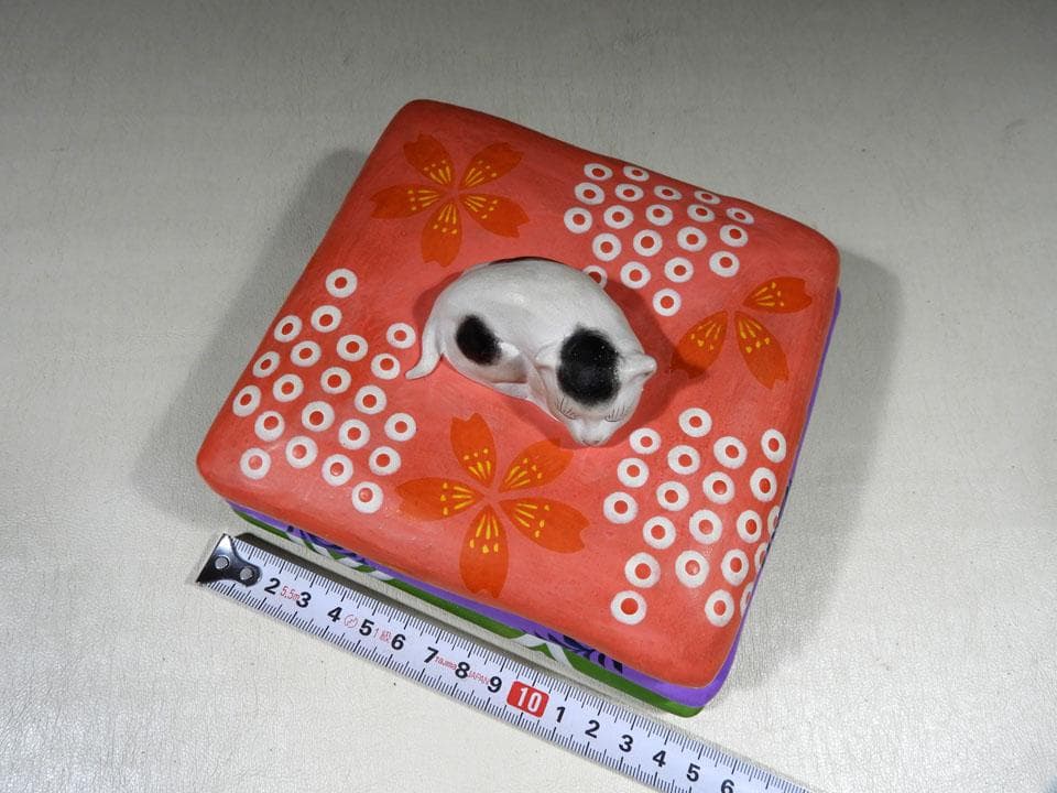 ●戦前傑作 昭和博多人形 貴重 眠り猫 子孫繁栄 子宝縁起物 春画 共箱 完品