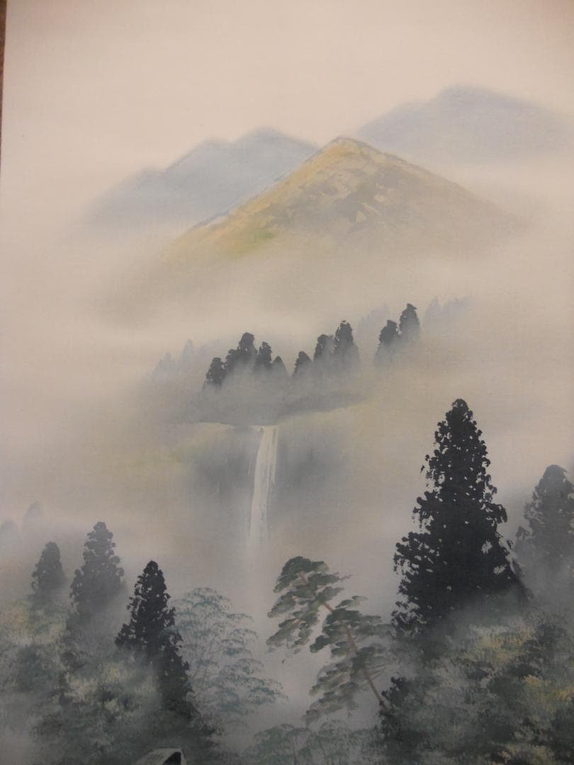 掛け軸 峰水 渓流風景 絹本 希少 軸装 茶道具 掛軸 美品 です。