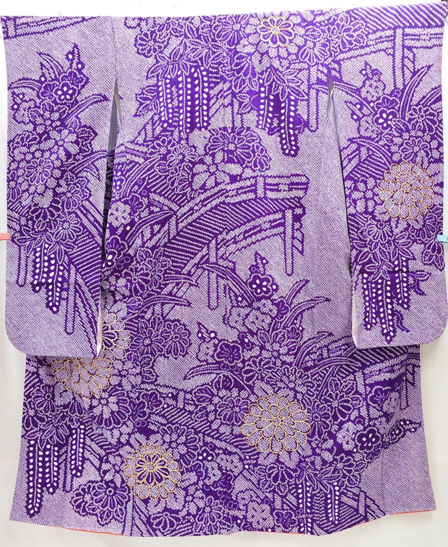 FN12074b 着物 振袖 正絹 絞り 161〜171cm