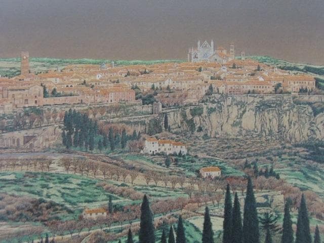 茂木紘一、【丘の街　オリヴィエート】、希少な大判額装用画集より