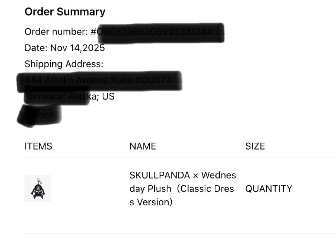 POPMART SKULLPANDA × Wednesday US限定