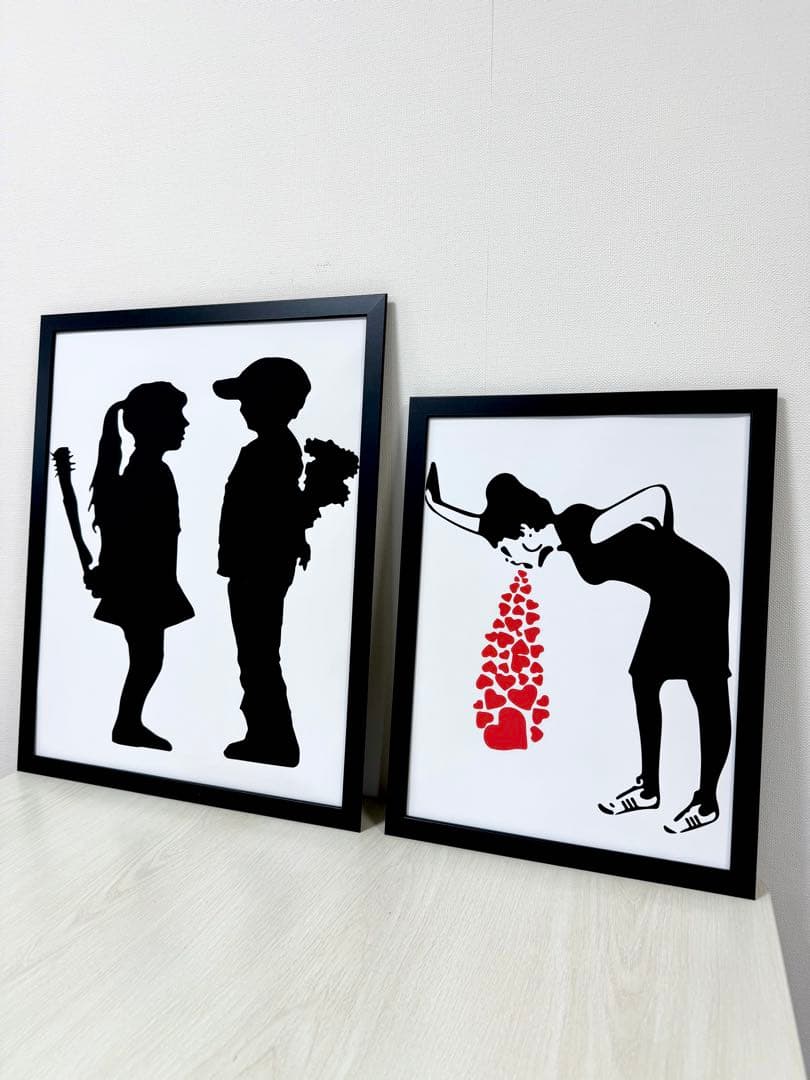 No.259フレーム付きキャンバスアート　バンクシー　バスキア　インテリア絵画