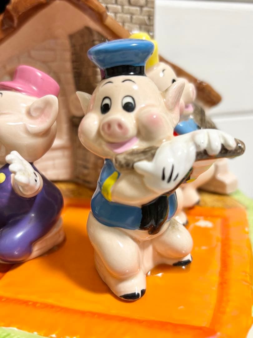 レトロ★ 三匹の子ぶた 陶器 オルゴール ディズニー