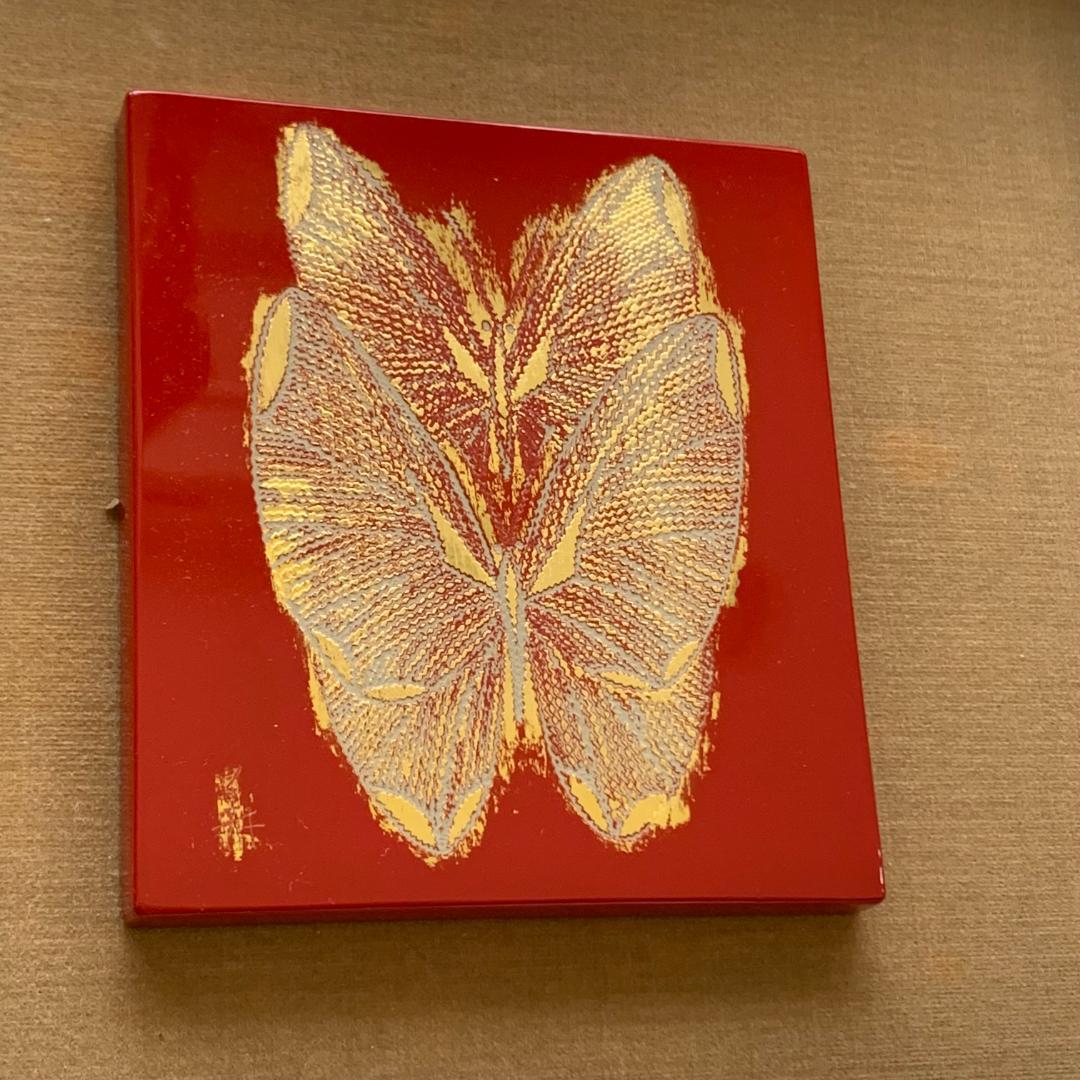 【模写】漆額　大脇義孝　香川作家　讃岐特産美術漆器　蝶　希少！