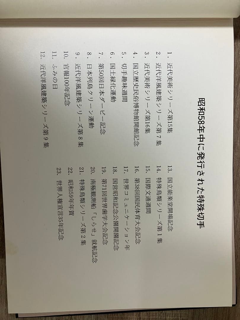 昭和58年　郵便切手帳 特殊郵便切手