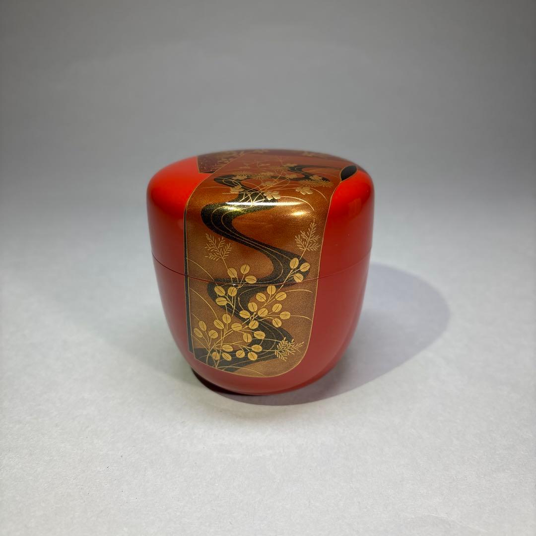 杉谷斉光　誰が袖蒔絵　朱大棗 (桐箱入)