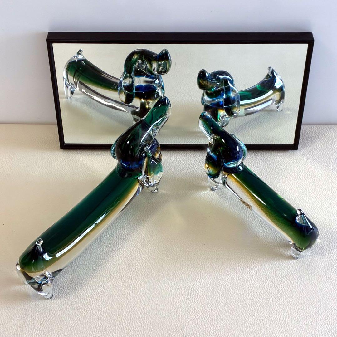 【Multi Glass/ガラス製/ダックスフント】置物 オブジェ 昭和レトロ