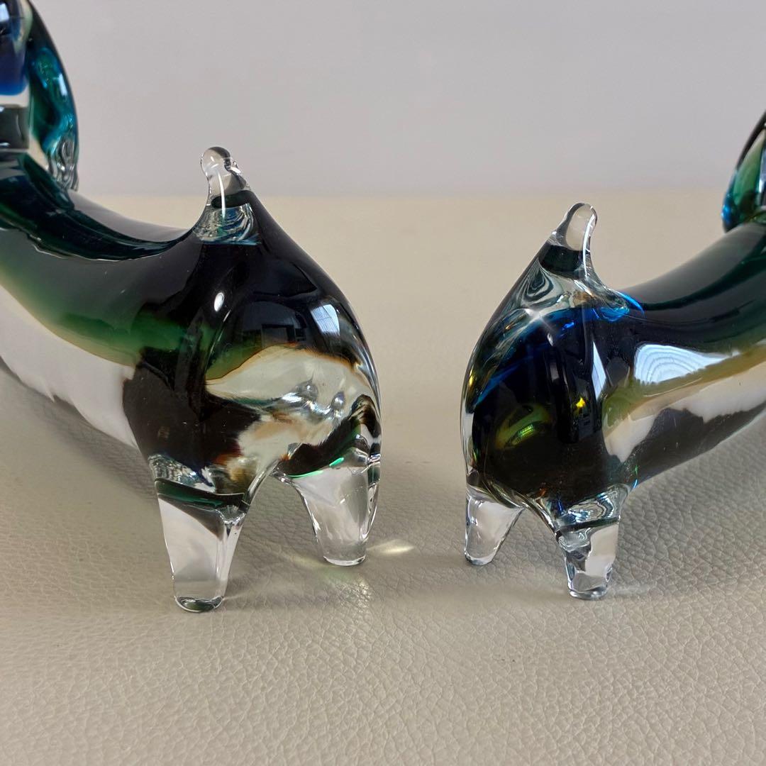 【Multi Glass/ガラス製/ダックスフント】置物 オブジェ 昭和レトロ