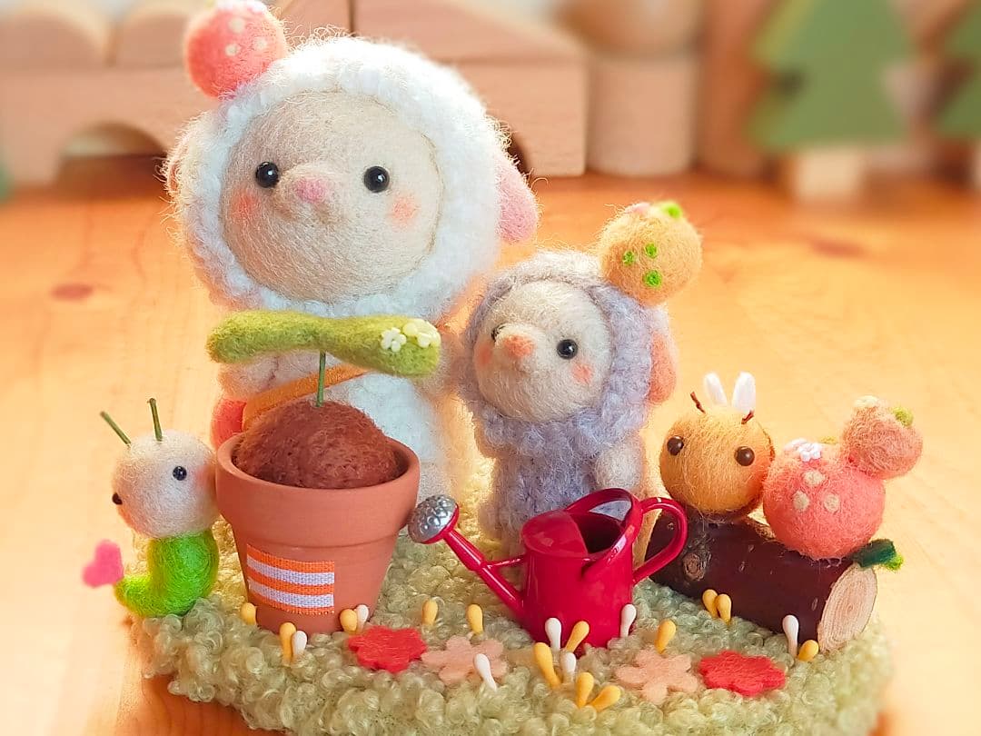 ✿羊毛フェルト✿ひつじ✿種を植えました✿