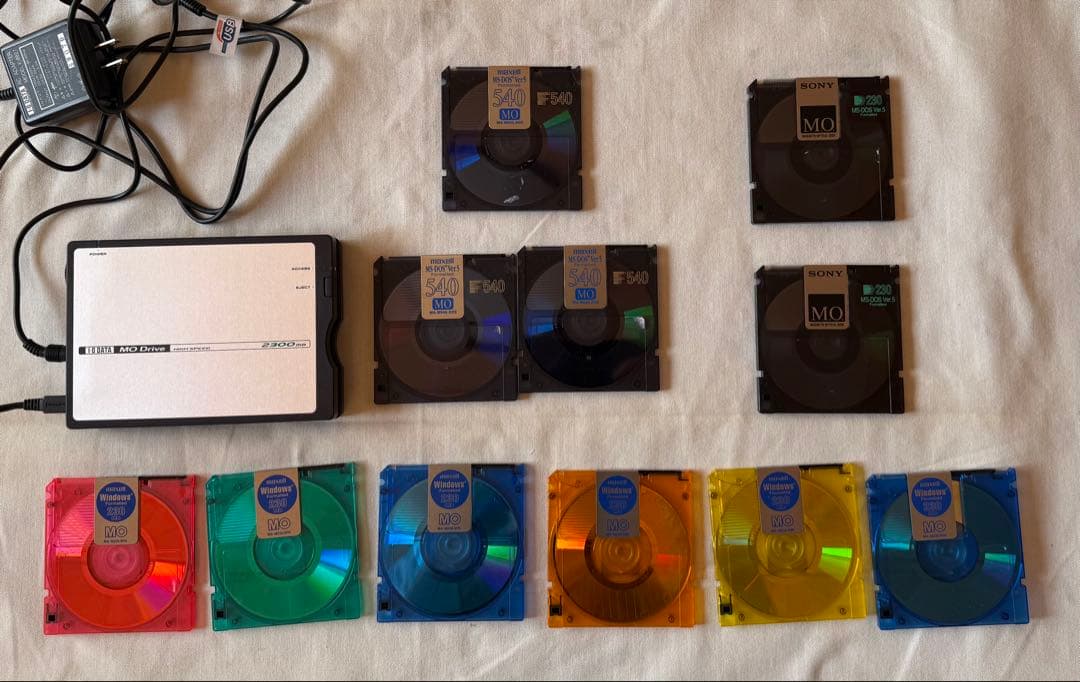 【動作◎】I-O DATA MOドライブ MOC2-U2.3S、ディスク11枚