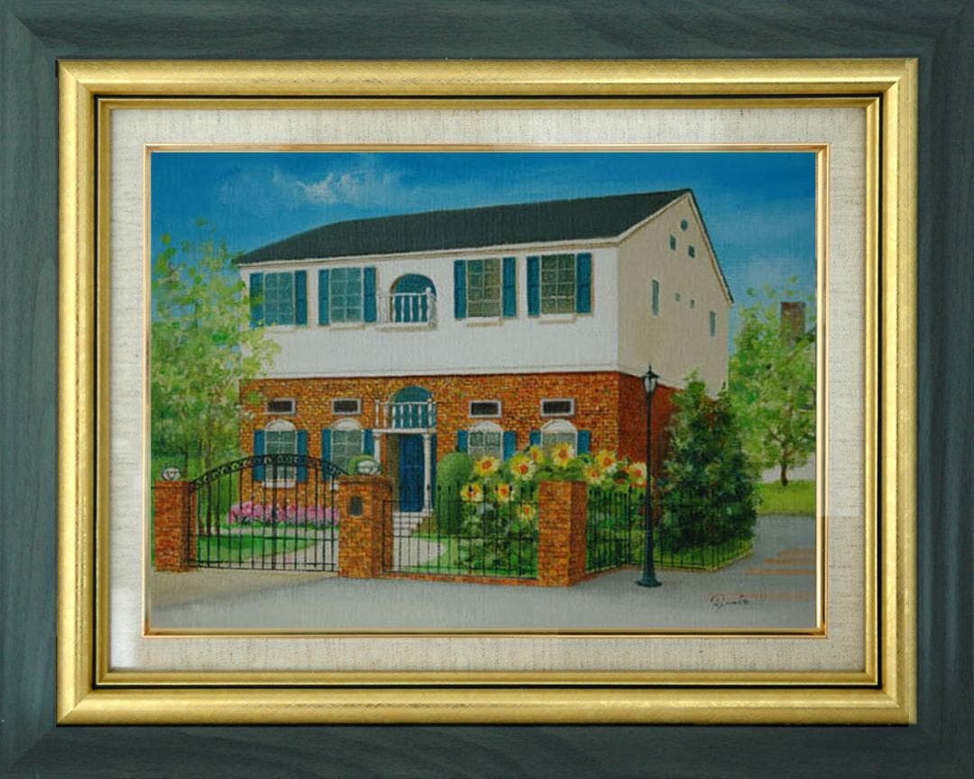 油絵 菅家令子 絵 絵画 インテリア 額付(銀) F4-110212 家ひまわり