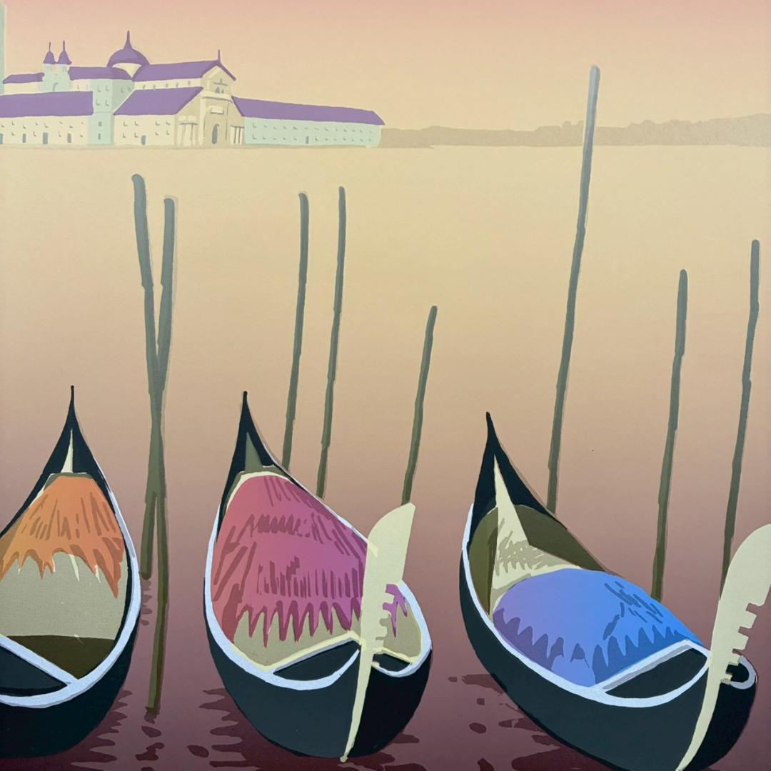 北吉晃「Voyage～」シルクスクリーン 直筆サイン入り お洒落な額装 フランス