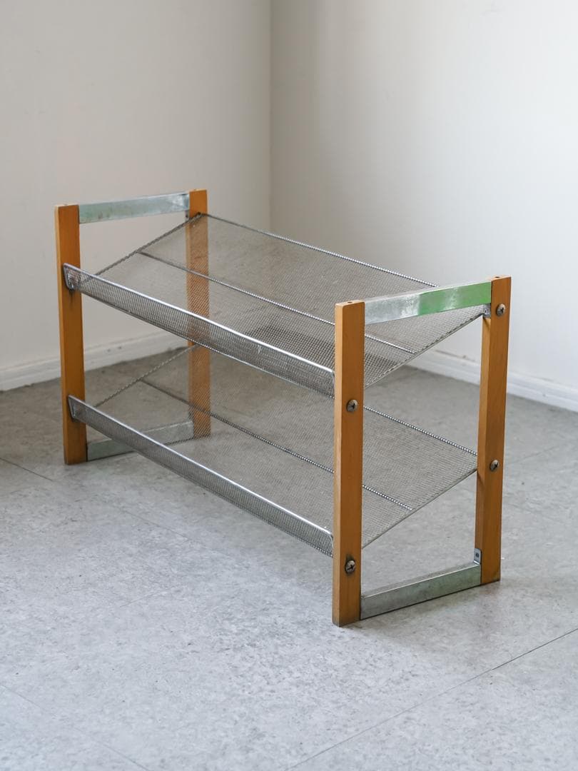 ヴィンテージ エキスパンドメタル マガジンラック/シューズラック 収納