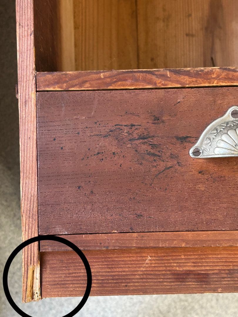 アンティーク 木製引き出し付飾り棚　チェスト 食器棚 本棚 レトロ　抽斗　古道具