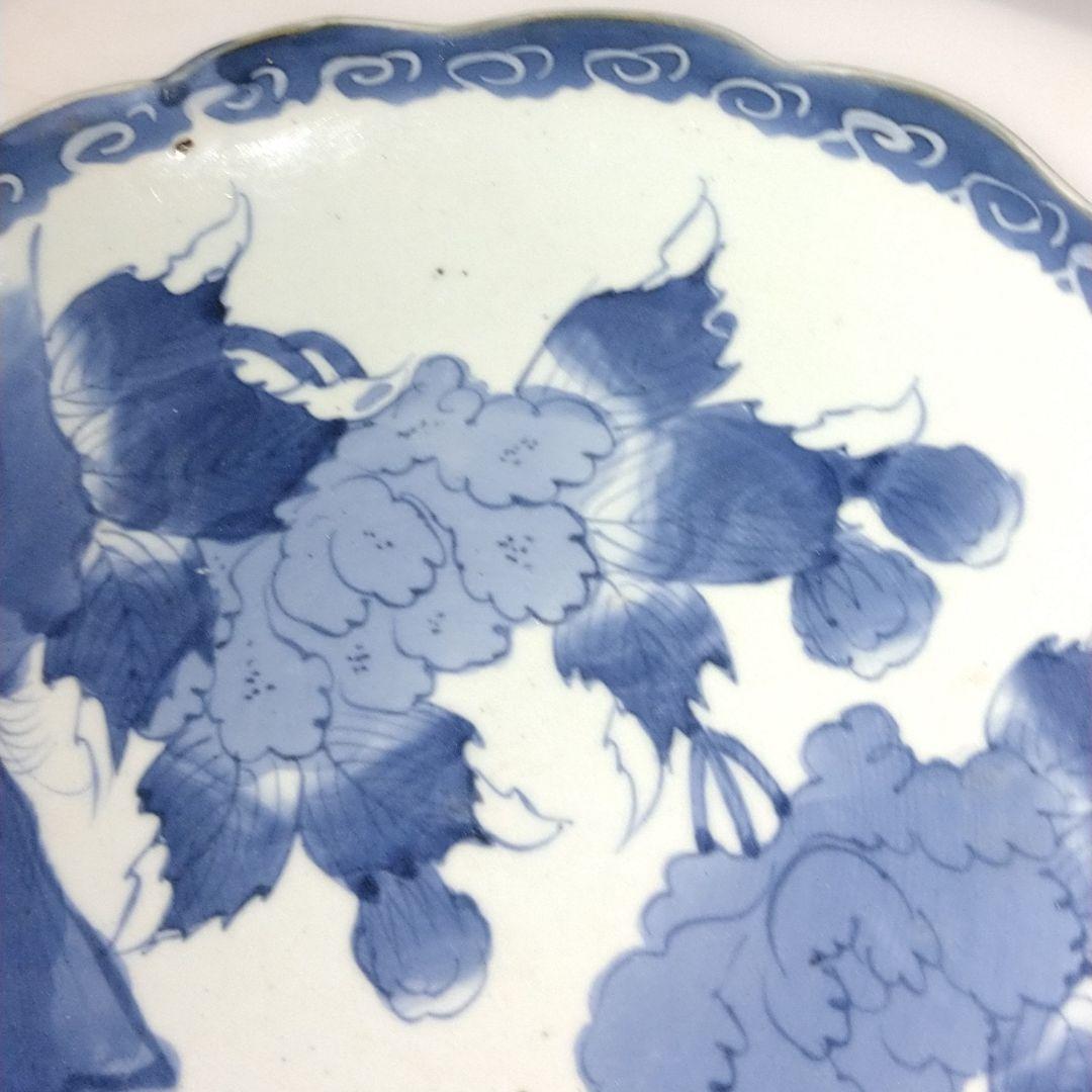 整理NO.67　古伊万里染付牡丹蝶文輪花皿（江戸中期）