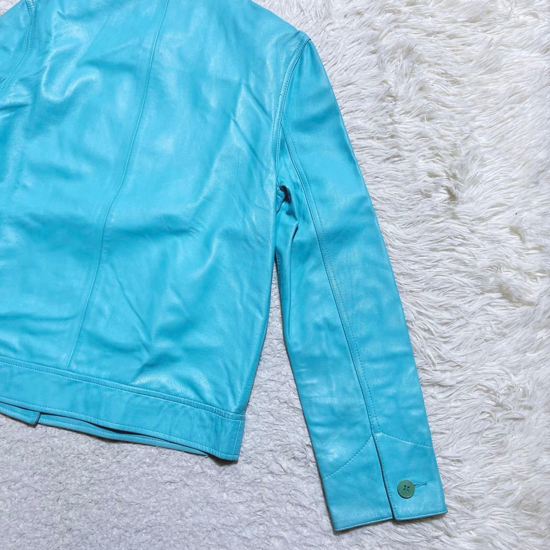 希少⭐️カルバンクライン　レザージャケット　シングル　90s〜00s 水色　S