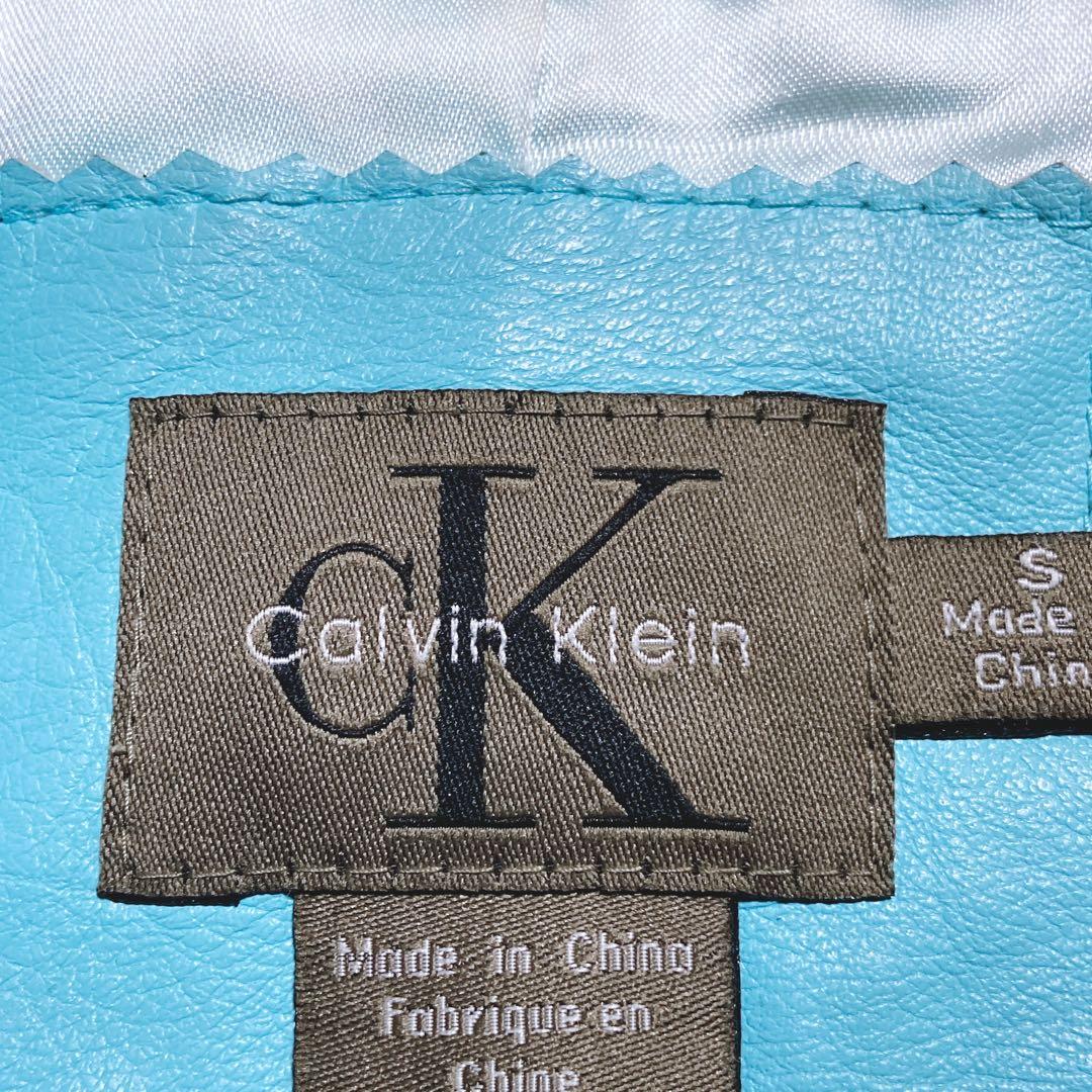 希少⭐️カルバンクライン　レザージャケット　シングル　90s〜00s 水色　S