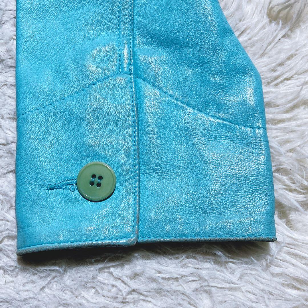 希少⭐️カルバンクライン　レザージャケット　シングル　90s〜00s 水色　S