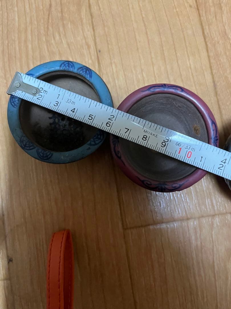 豆盆栽鉢　希少時代　陶翠　彩交趾黒泥丸豆鉢3個セット