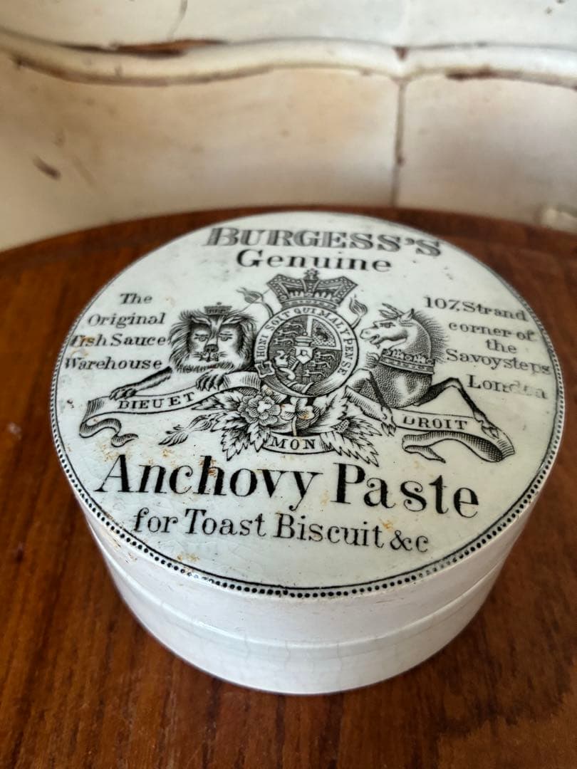 イギリス　アンティーク　アンチョビペースト　陶器　ジャー　ポット　美品