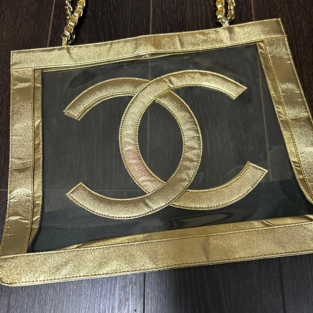 CHANEL GOLD CCロゴ クリアバッグ