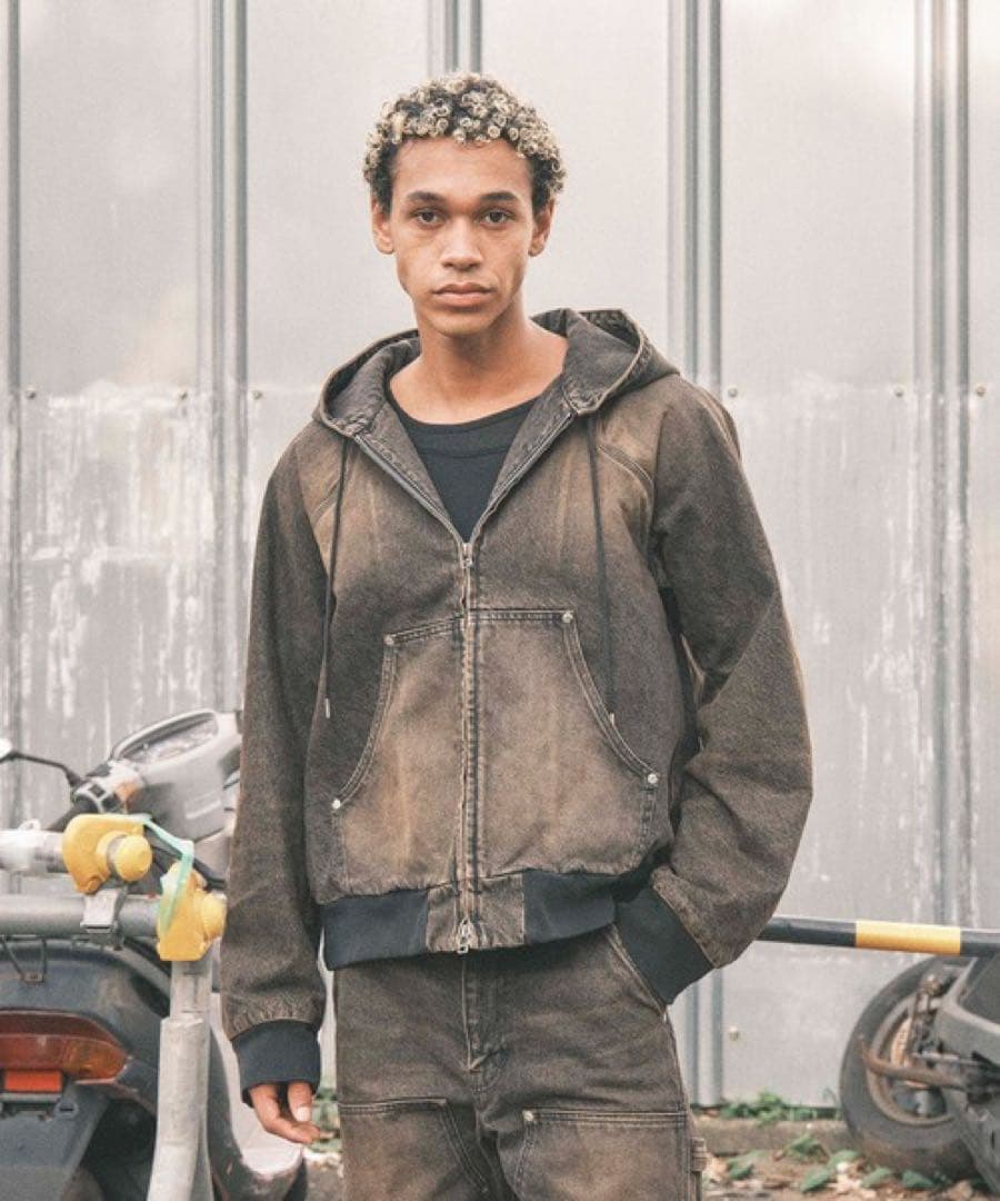 ジャケット・アウター 25ss 2 NVRFRGT denim hooded work jacket