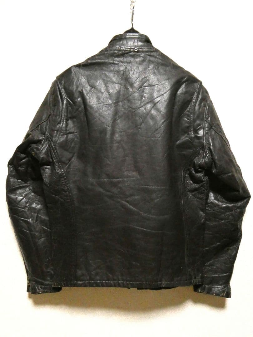 60-70sヴィンテージ！五角形TALON＆逆ハの字！シングルライダース濃茶