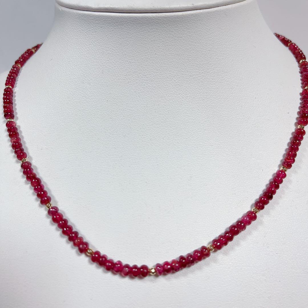 k182ミリミラーボール入りレットスピネルネックレスNO25-1345