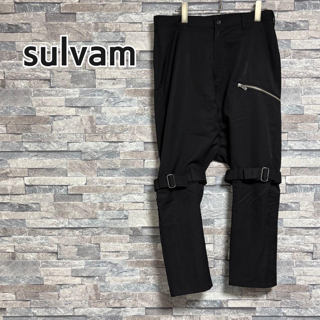 【sulvam】ウールギャバジン サルエルボンテージパンツ ブラック/M