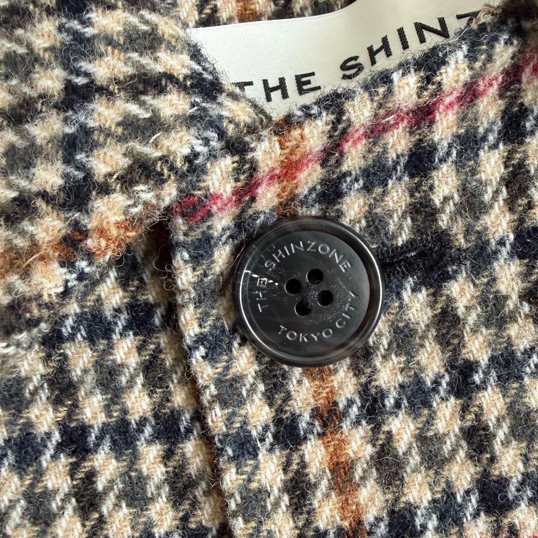 美品　シンゾーン　バルマカーンコート　チェック　34 クラブチェック