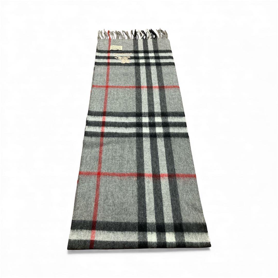 BURBERRY カシミヤシルク マフラー メガチェック　バーバリー グレー