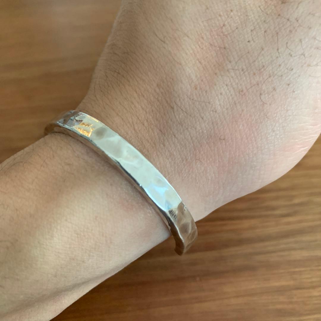 美品　市松　ベルーリア　5mmバングル　シルバー980 刻印なし