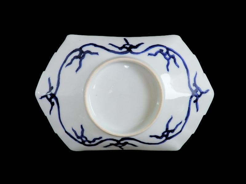 古伊万里　色絵　宝尽くし　熨斗型変形皿　２枚　E348AS-fbji