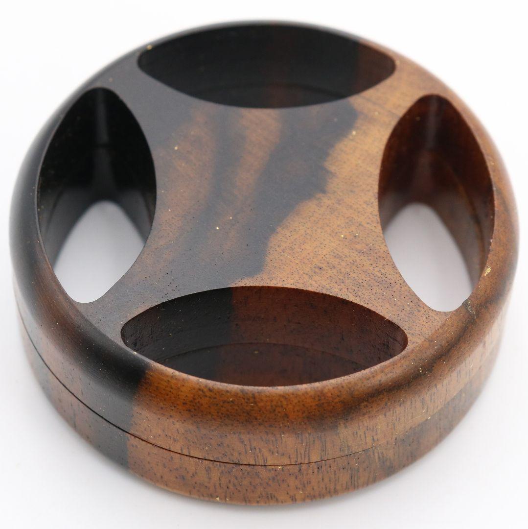 宗隆作 黒柿七宝香合 茶道具 共箱　AZ69　N5