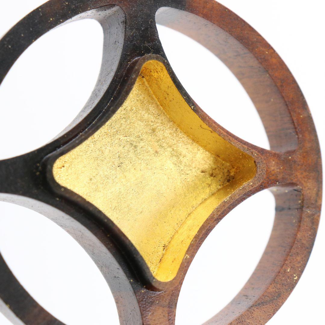 宗隆作 黒柿七宝香合 茶道具 共箱　AZ69　N5