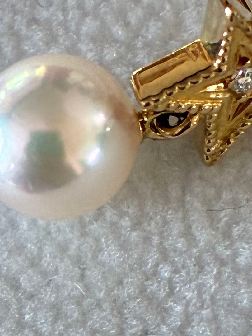 年末セール☆パール綺麗♡【美品】ミキモト K18 あこや　ダイヤモンド 星　ピン
