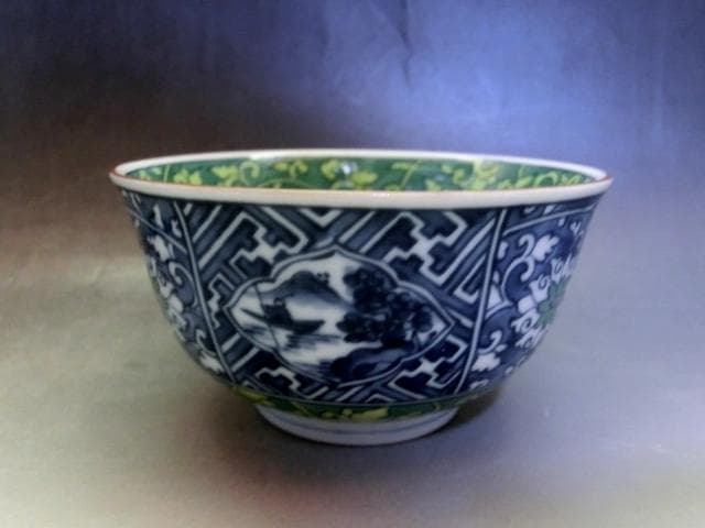 煎茶碗■茶味清風 庫山窯 湯飲み 5客 花唐草紋 染付 煎茶道具 時代物 骨董■