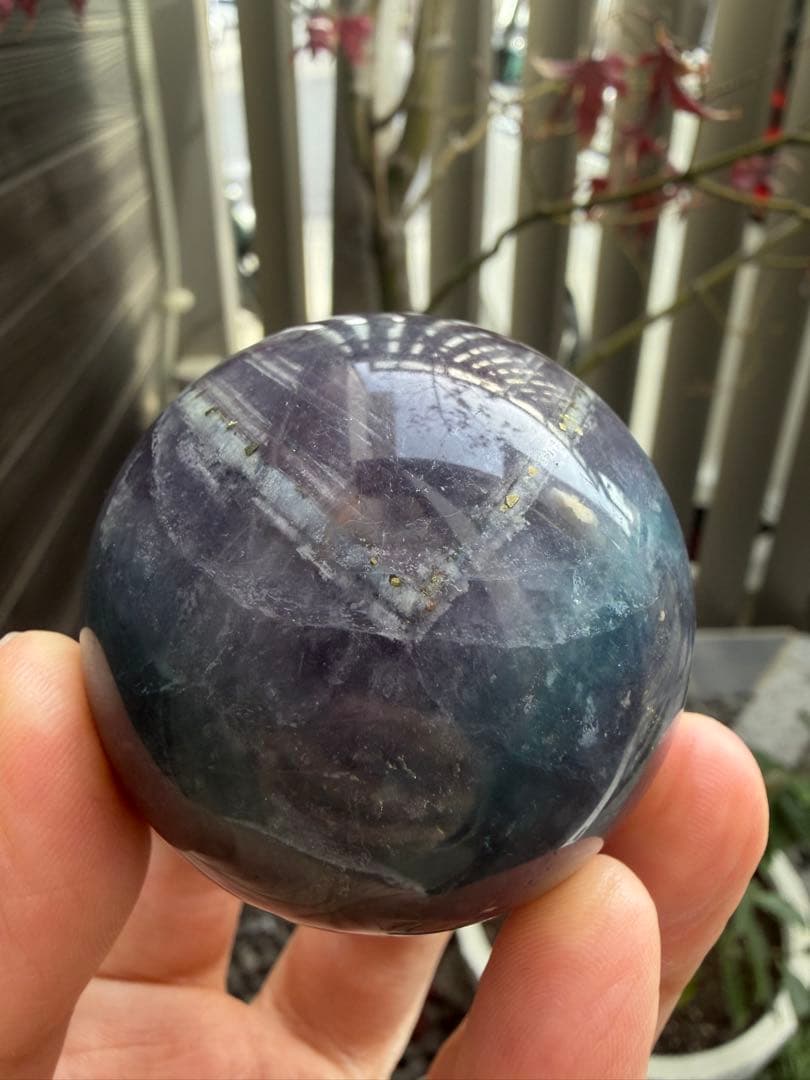 【希少】ナイジェリアフローライト　スフィア　フローライト　天然石　パイライト共生