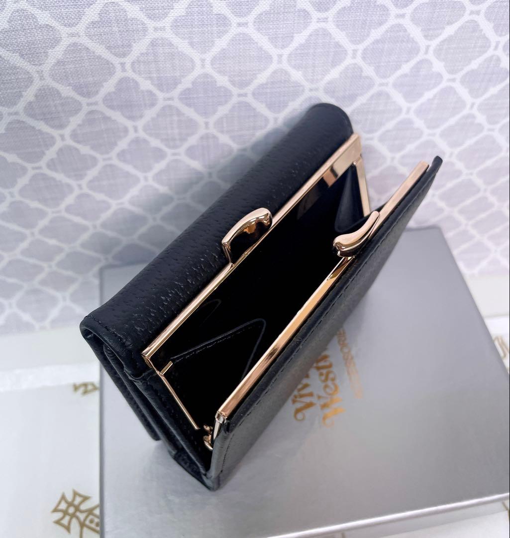 【最新☆新品】ヴィヴィアン・ウエストウッド　三つ折り財布 黒 ゴールド